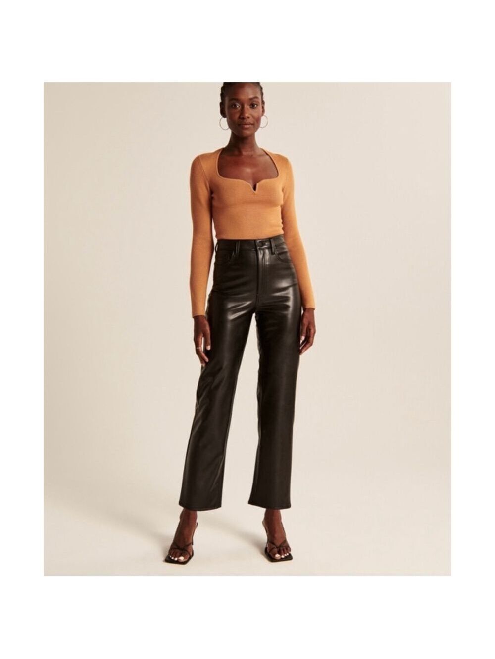 Abercrombie Fitch Black Faux Leather Ankle Pants Size 25